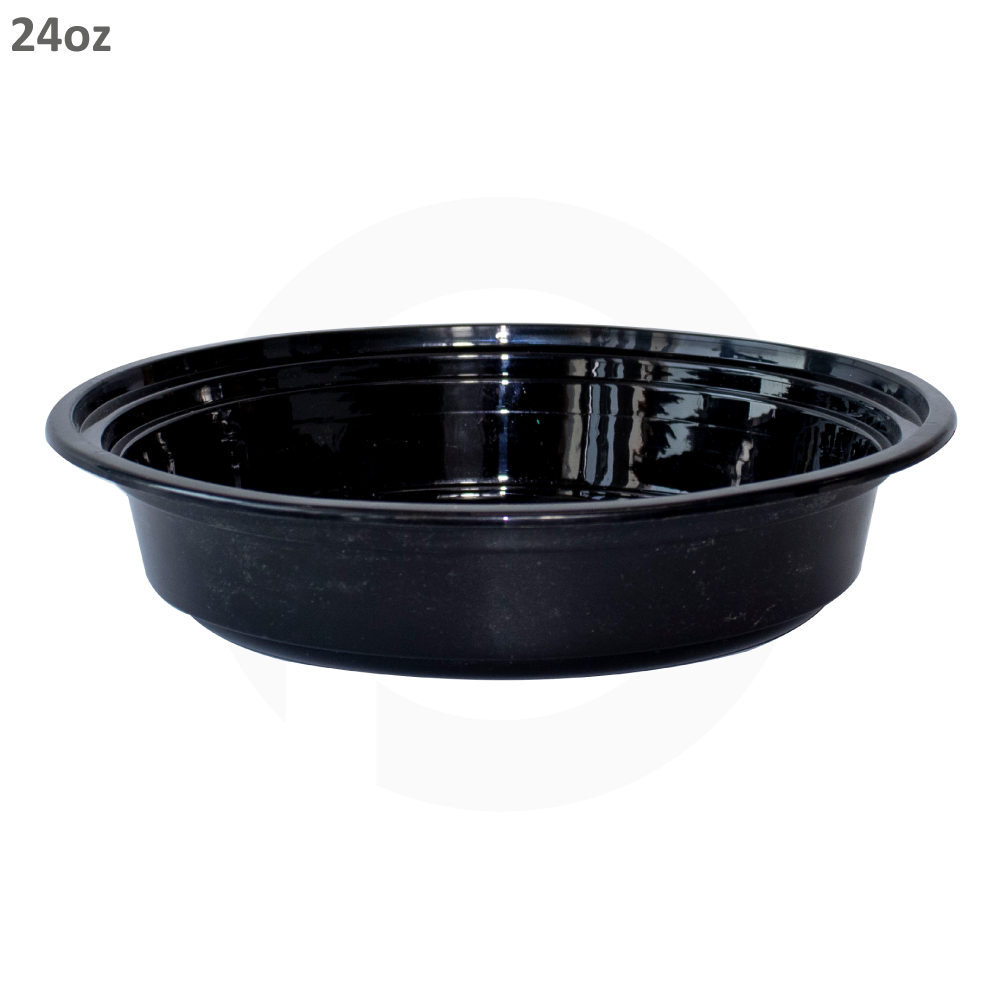 24oz PP Plastic Bowl Black With Clear Lid 150/ctn