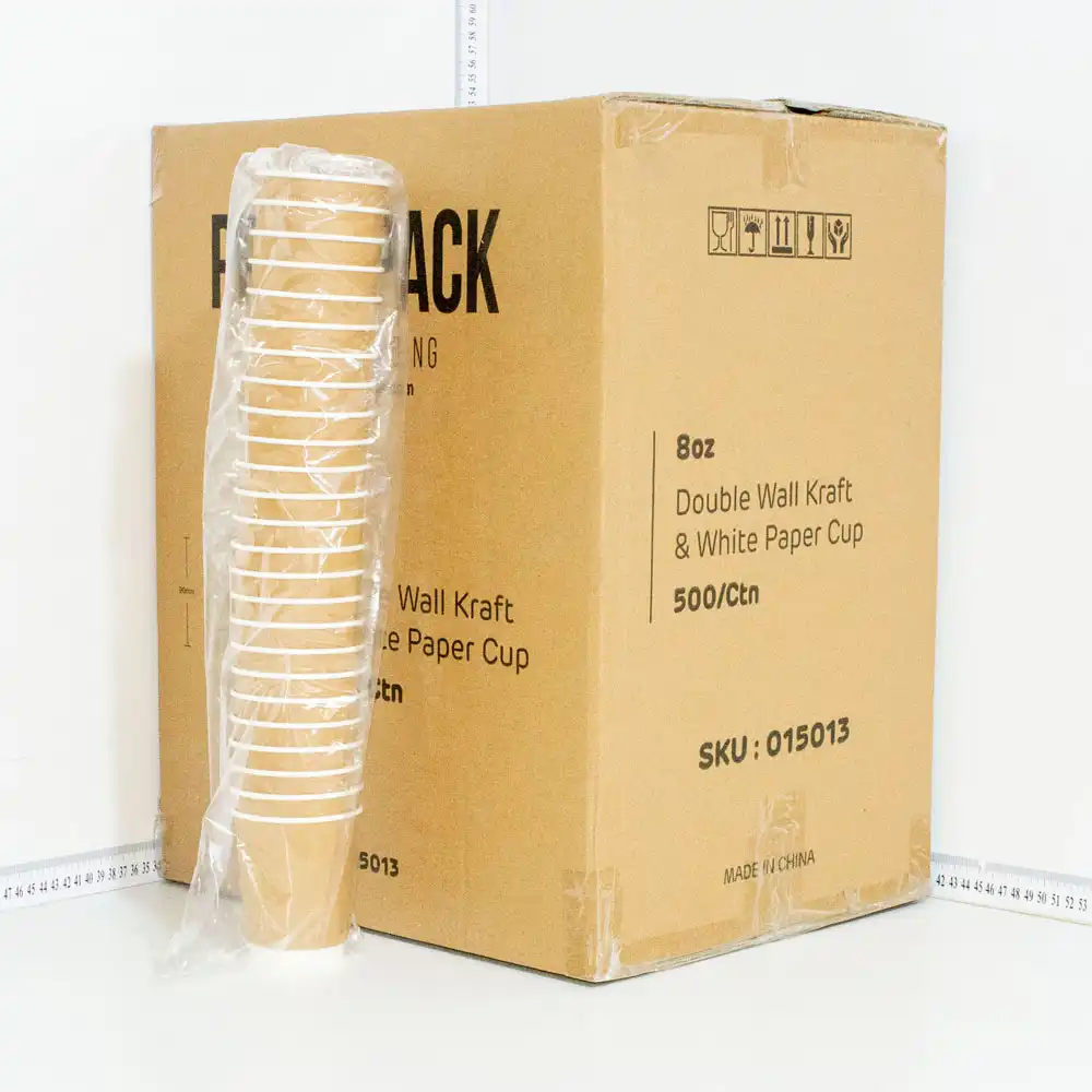 8oz Double Wall Kraft & White Paper Cup 500/ctn