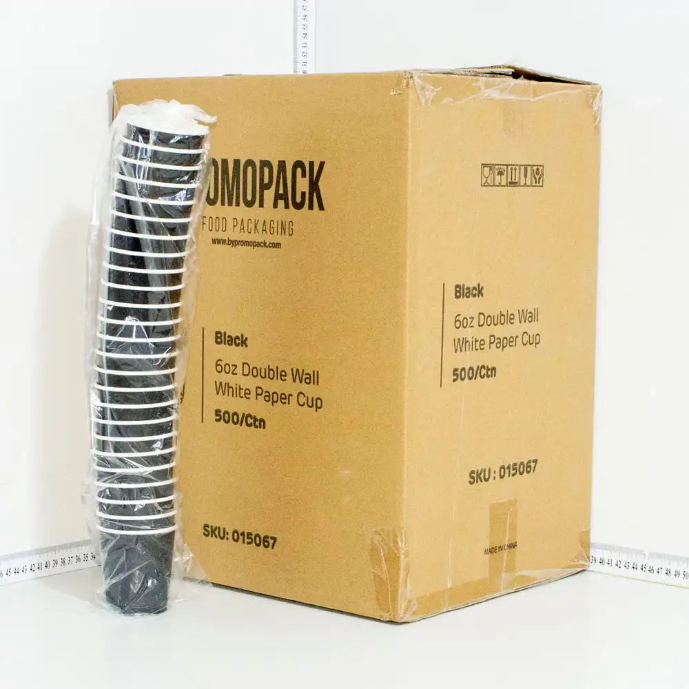 Black - 6oz Double Wall White Paper Cup 500/ctn