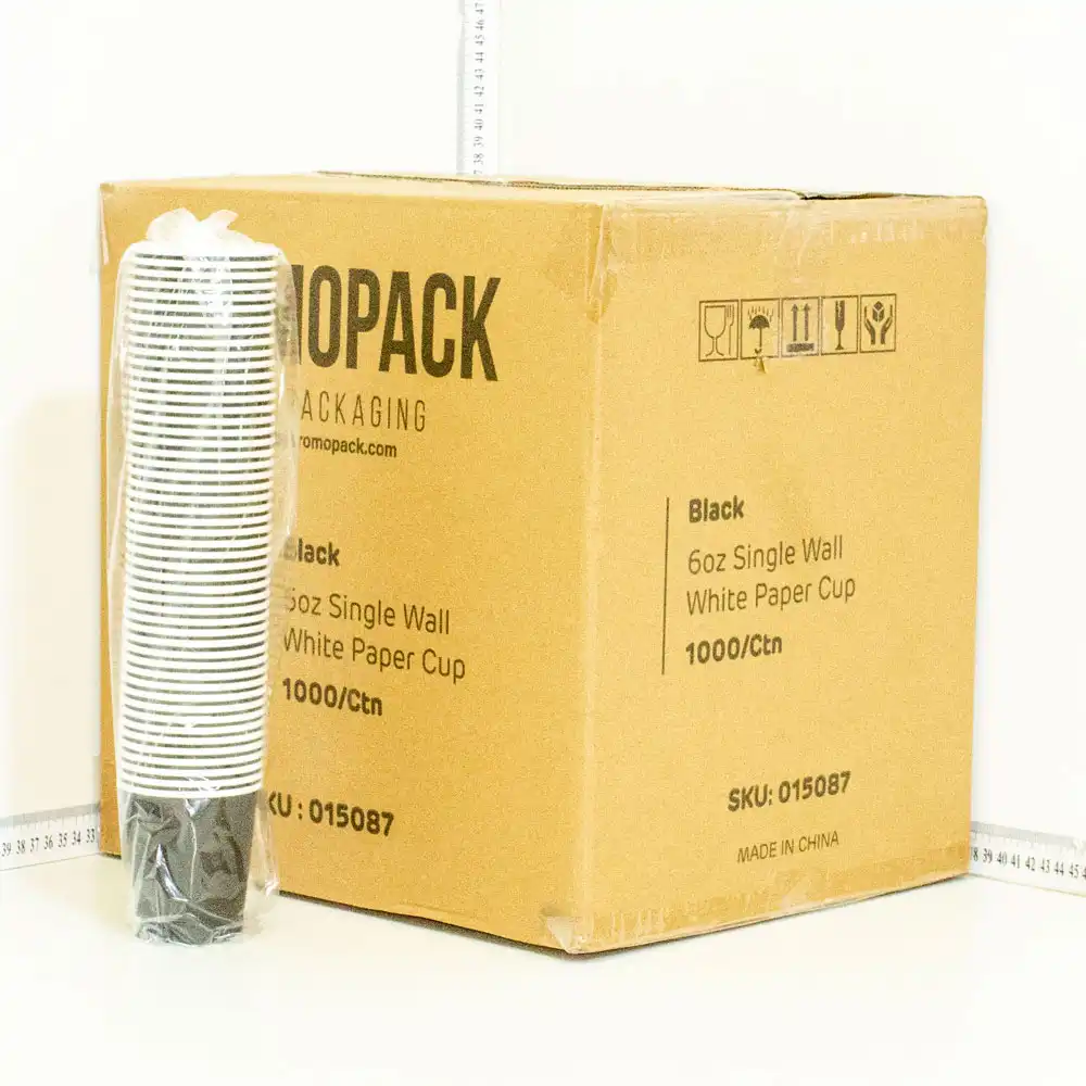 Black - 6oz Single Wall White Paper Cup 1000/ctn