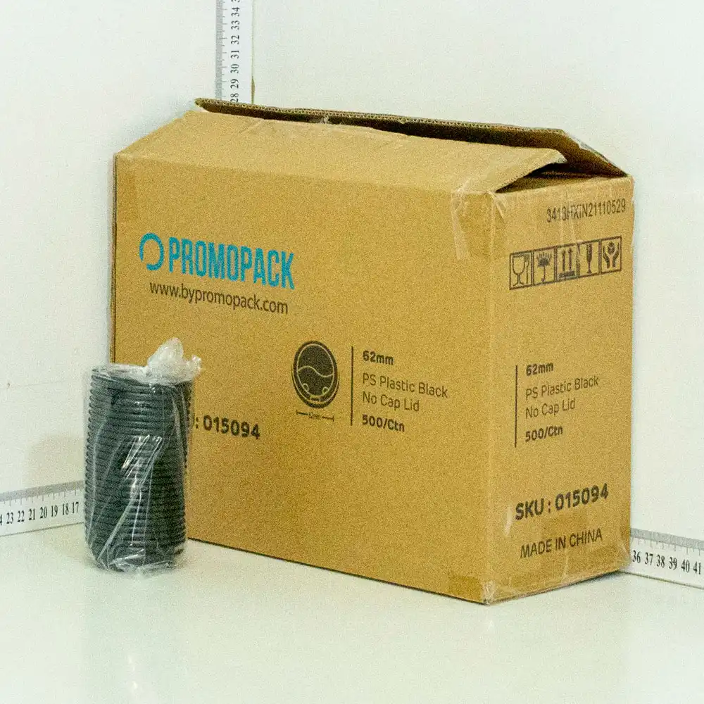 62mm PS Plastic Black No Cap Lid 500/ctn
