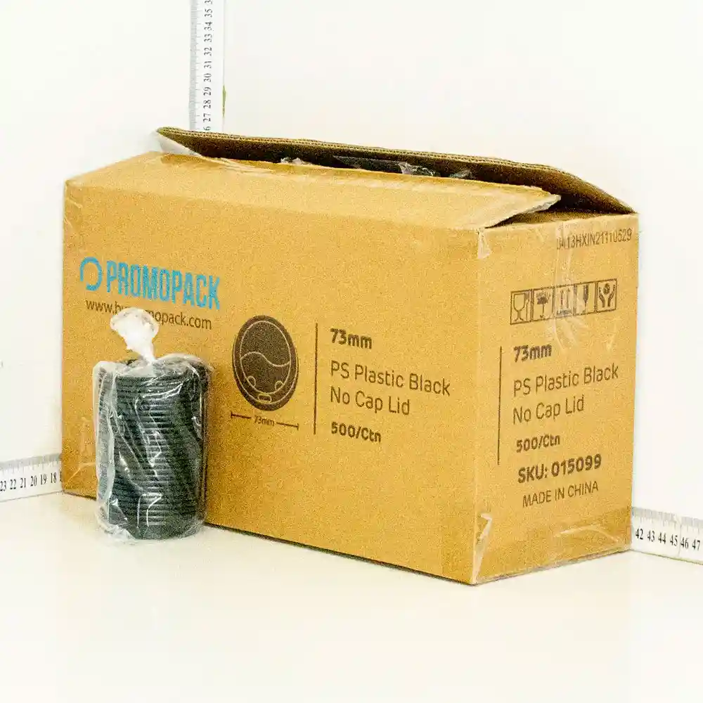 73mm PS Plastic Black No Cap Lid 500/ctn