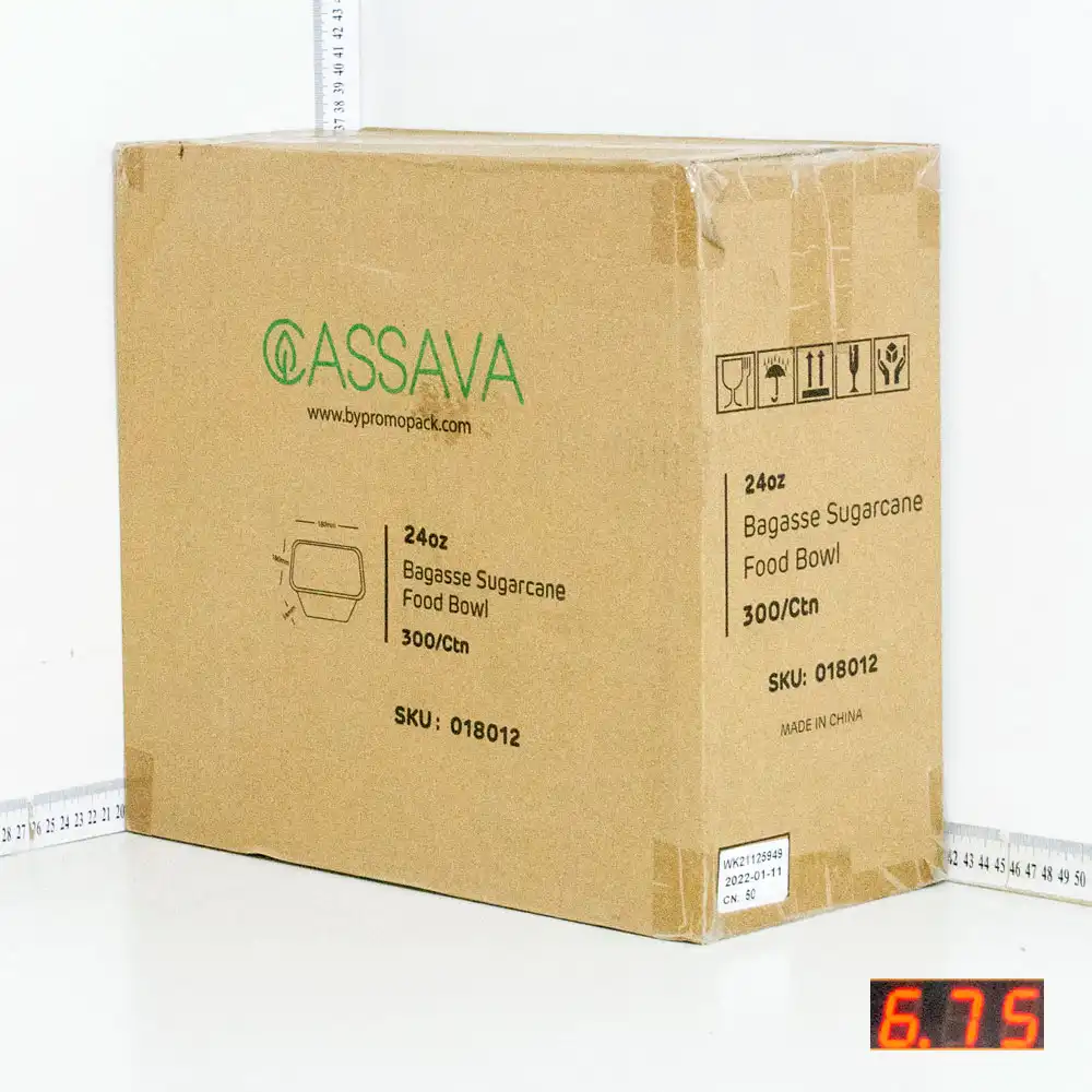 24oz Bagasse Sugarcane Square Food Bowl 300/ctn