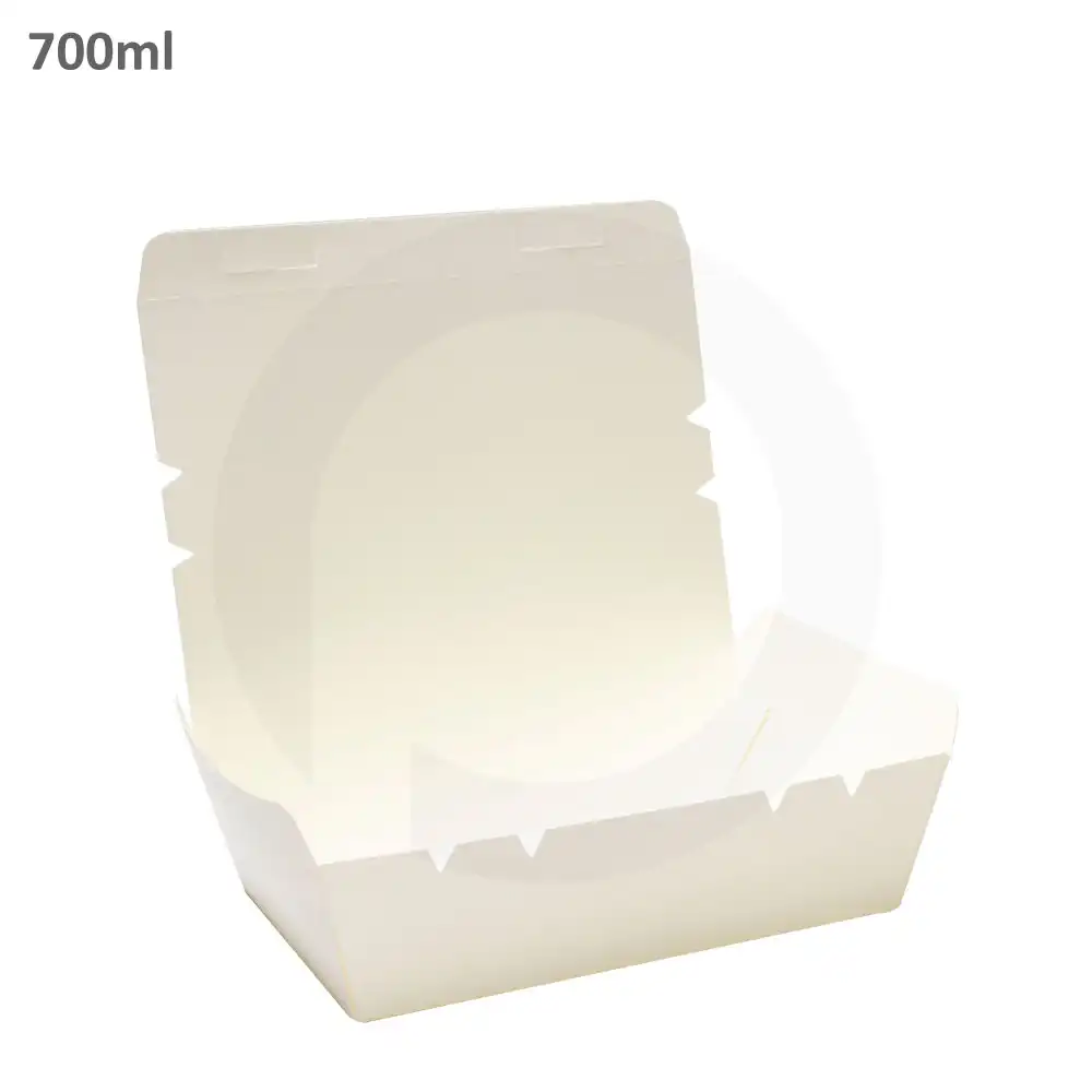 700ml White Paper Lunch Box 200/ctn