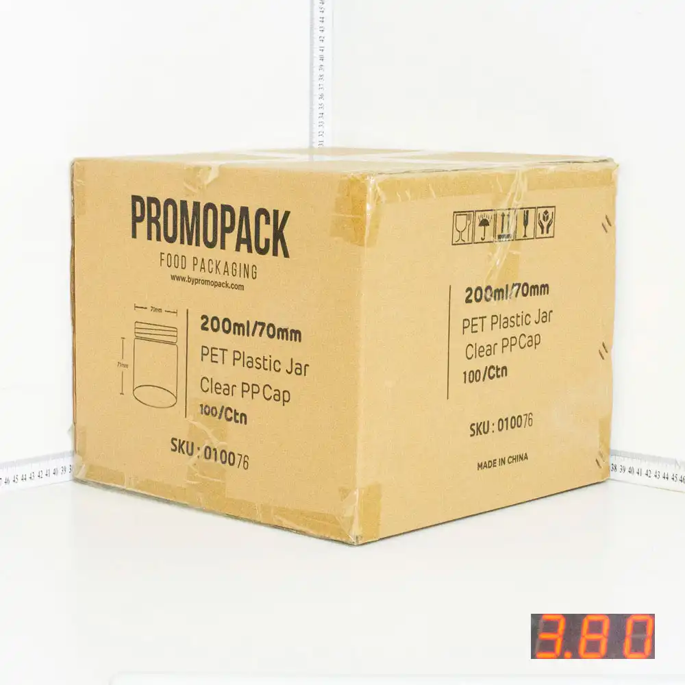 200ml/70mm PET Plastic Jar Clear PP Cap 100/ctn