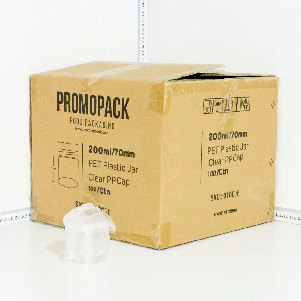 200ml/70mm PET Plastic Jar Clear PP Cap 100/ctn