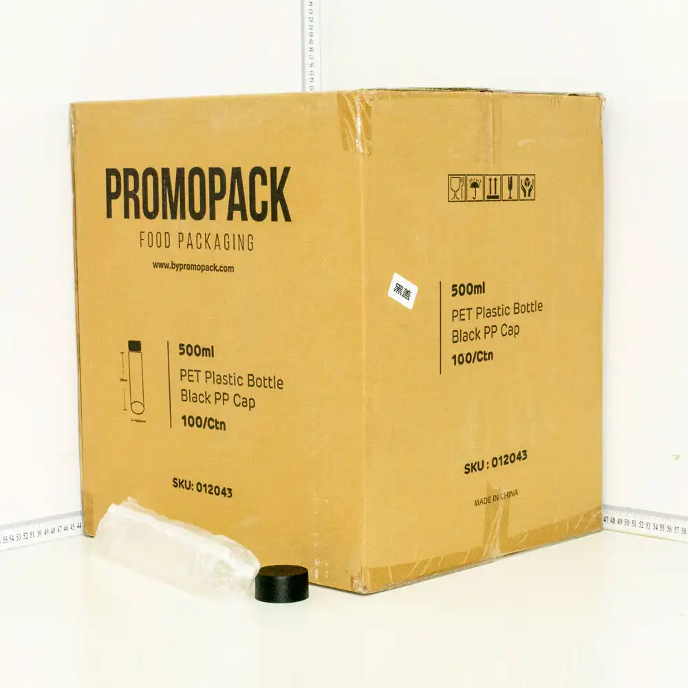 500ml PET Plastic Bottle with Black PP Cap 100/ctn