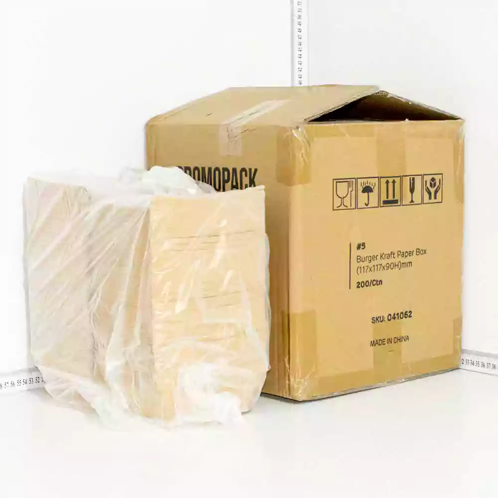 #5 Burger Kraft Paper Box 117×117×90H mm 200/ctn