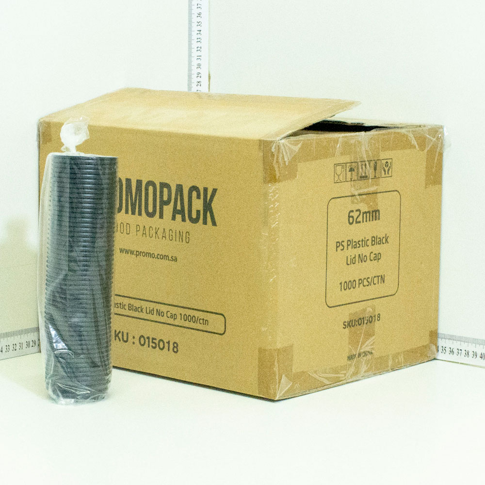 62mm PS Plastic Black No Cap Lid 1000/ctn