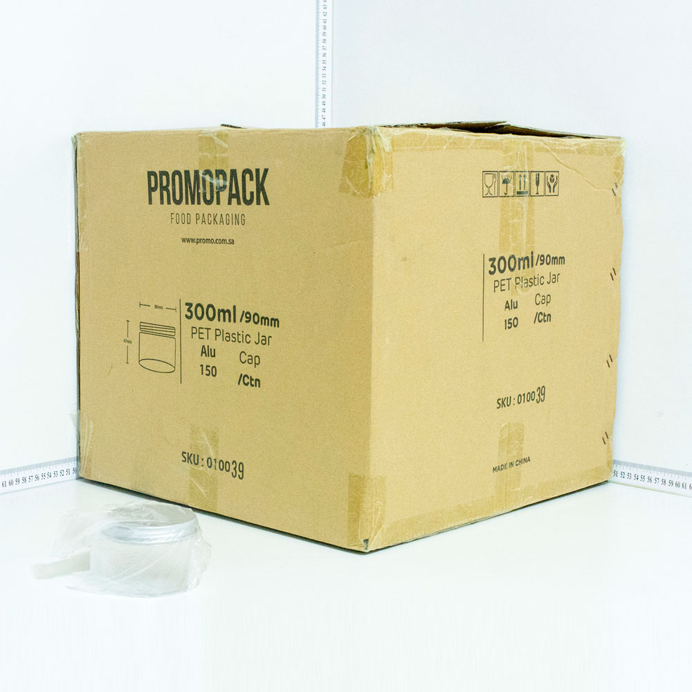 300ml/90mm PET Plastic Jar Alu Cap 150/ctn