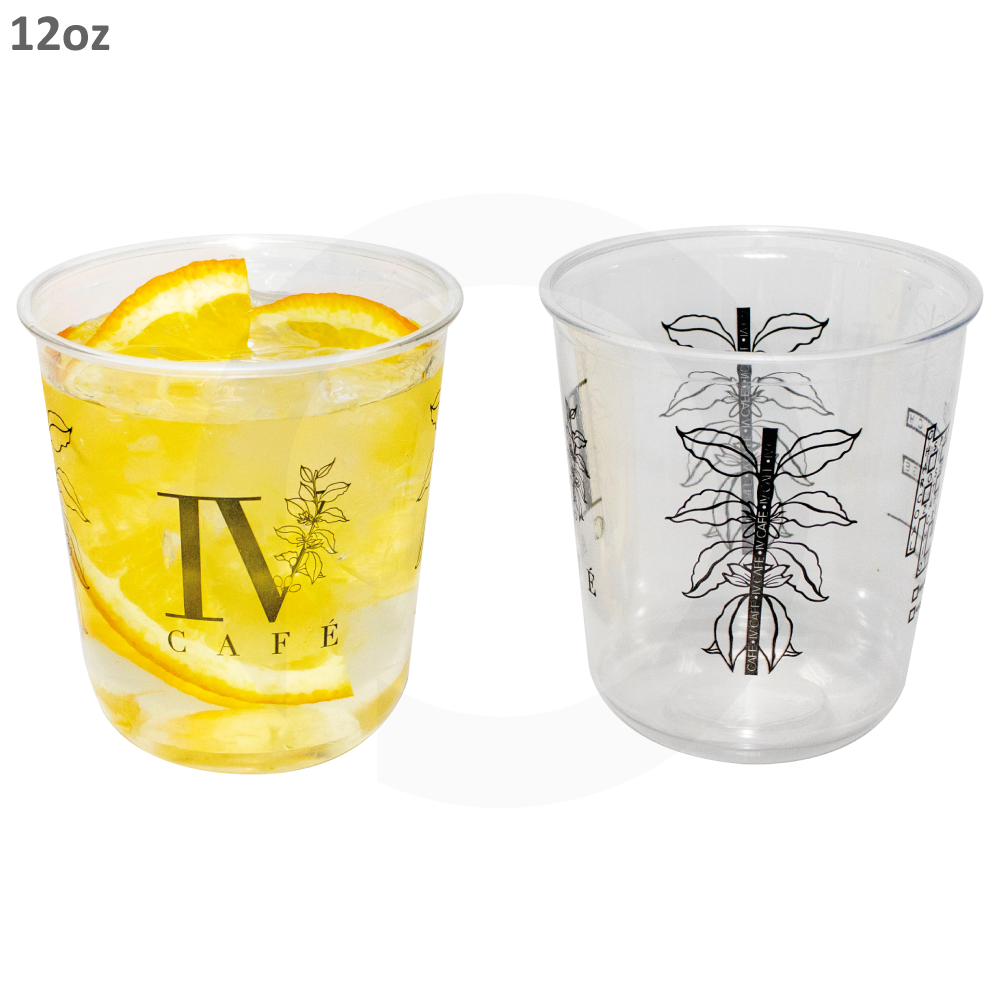 IV Cafe - 12oz PET Plastic U Shape Cold Beverage Cup 1000/ctn