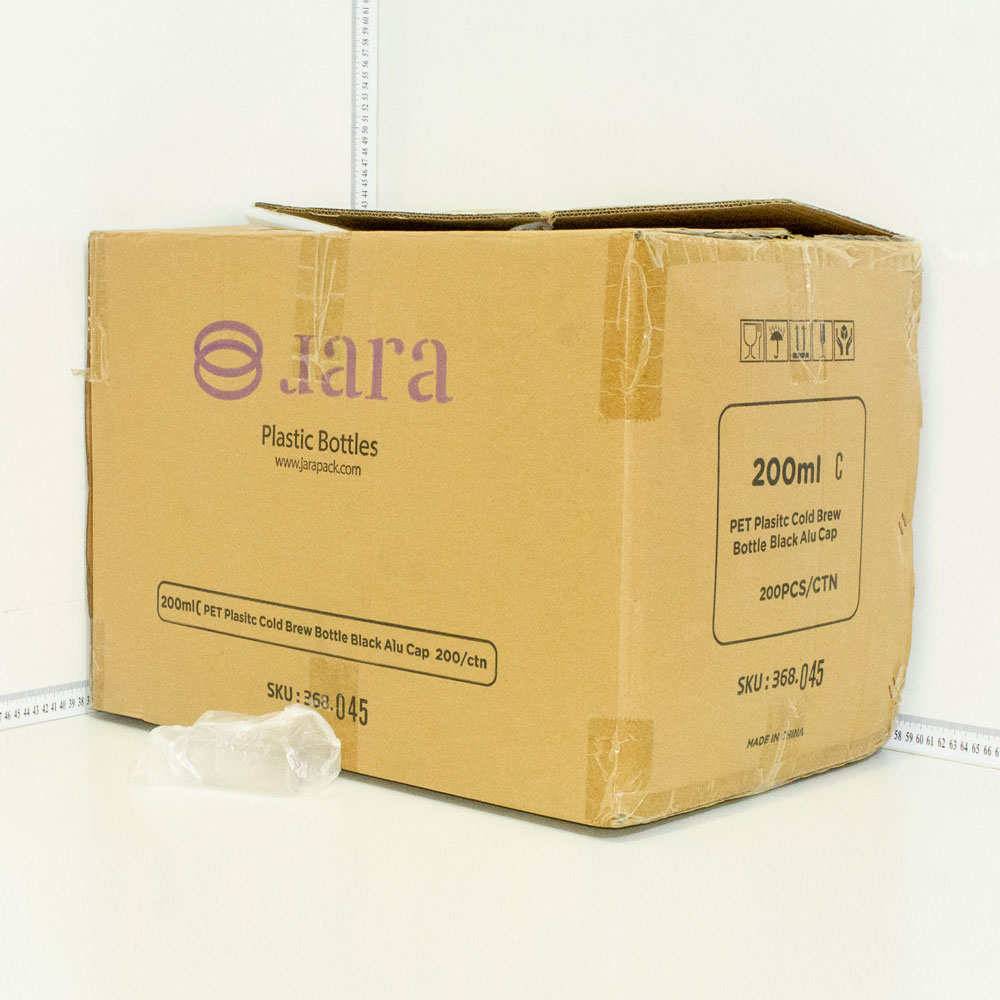 200ml C PET Plastic Cold Brew Bottle Black Alu Cap 200/ctn