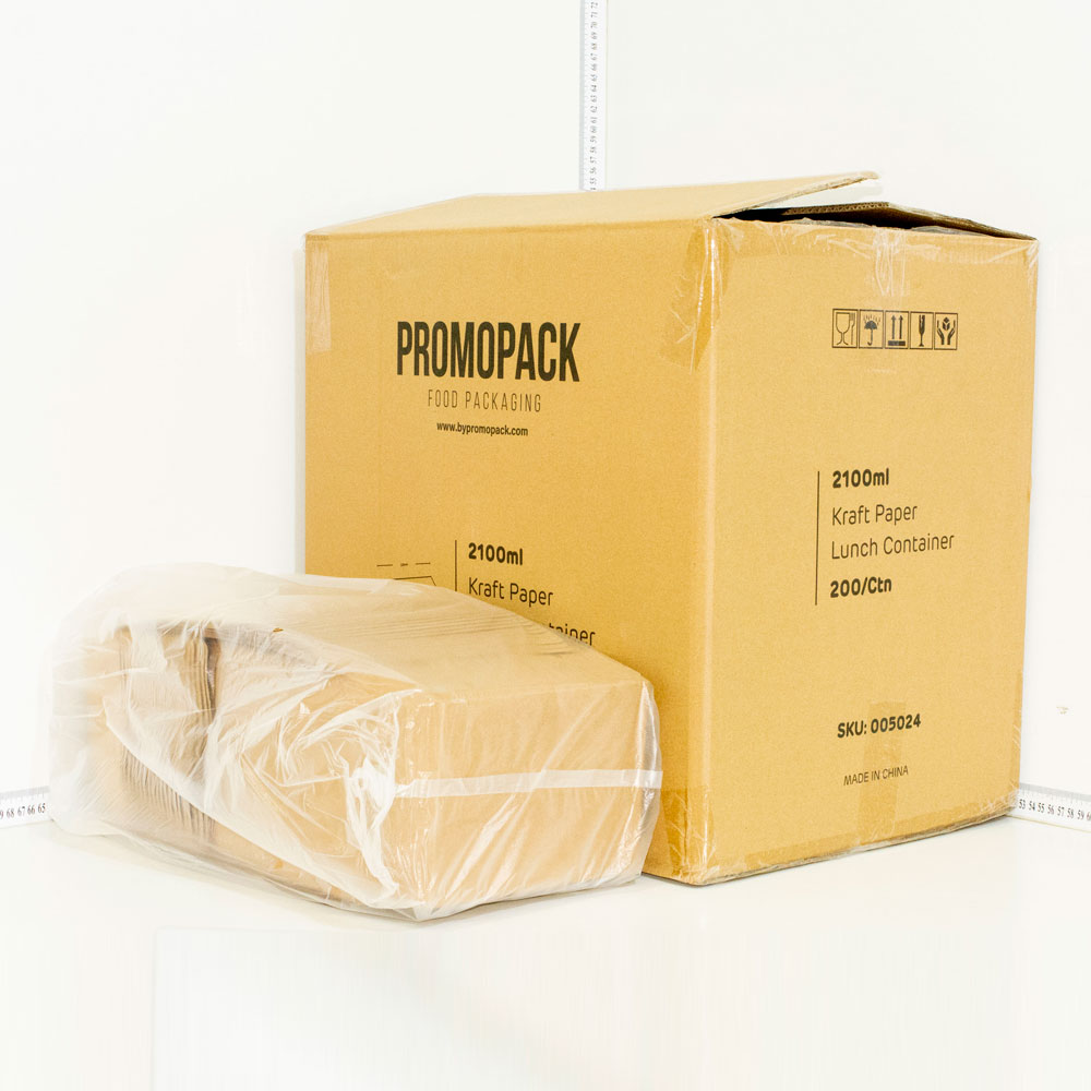 2100ml Kraft Paper Lunch Box 200/ctn