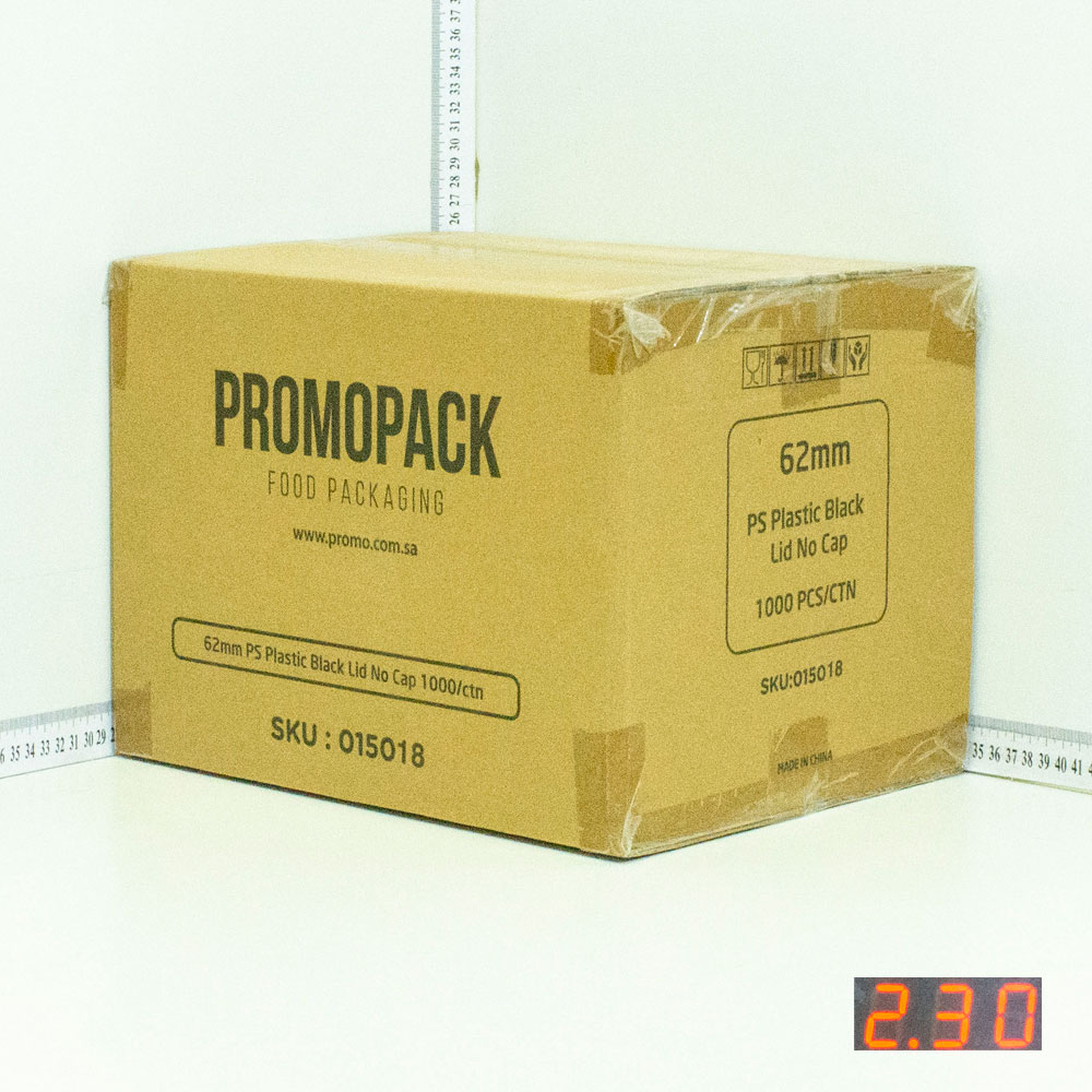 62mm PS Plastic Shiny Black Lid No Cap 1000/ctn