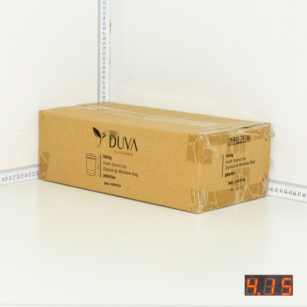 500g Kraft Stand Up Ziplock & Window Bag 250/ctn