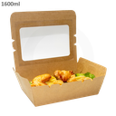 علبه طعام 1600 مل ورق كرافت بنافذة بلاستيك شفاف 200 حبة