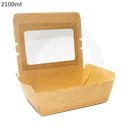 علبه طعام 2100 مل ورق كرافت بنافذة بلاستيك شفاف 200 حبة