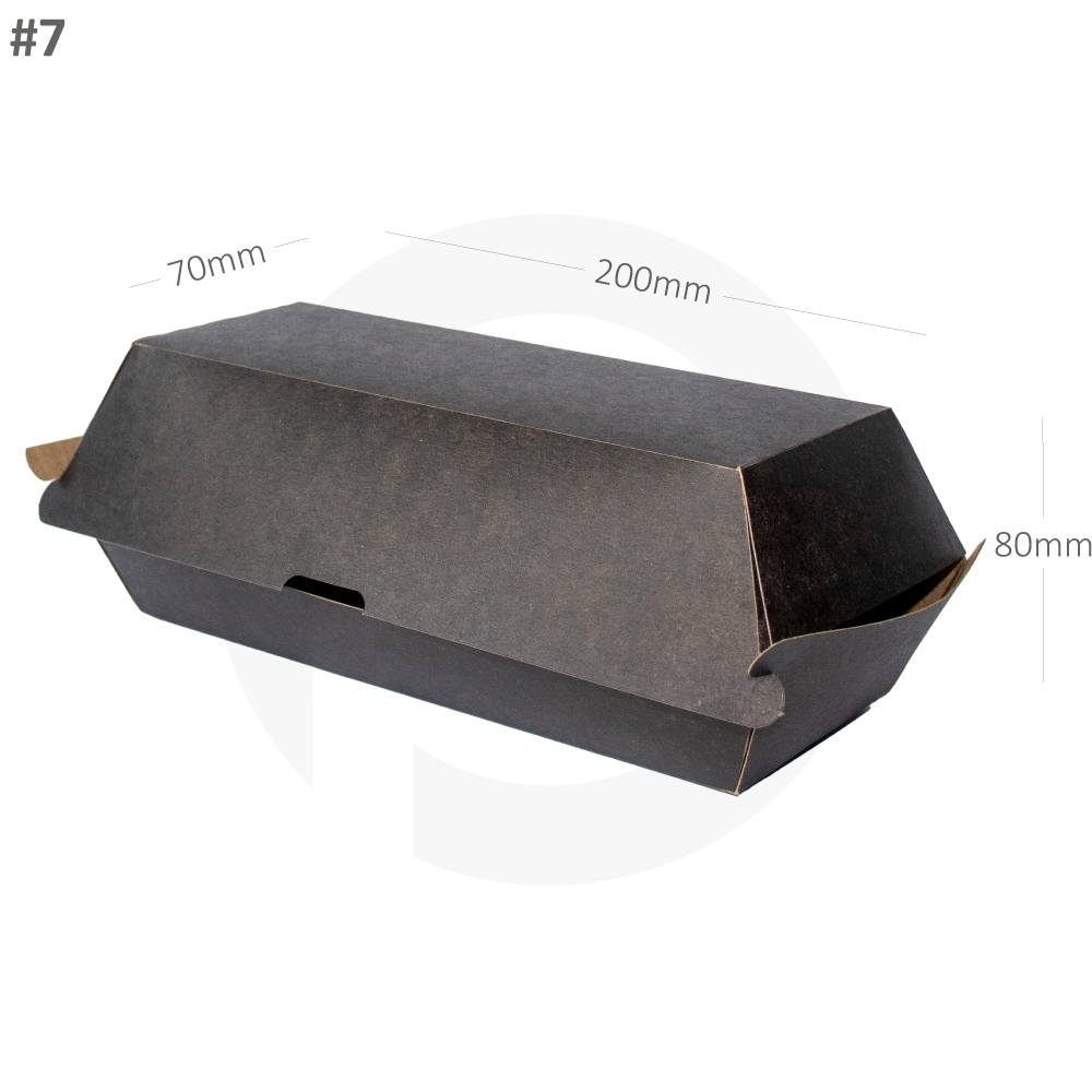 Black - #7 Sandwich Kraft Paper Box 200×70×80H mm 200/ctn