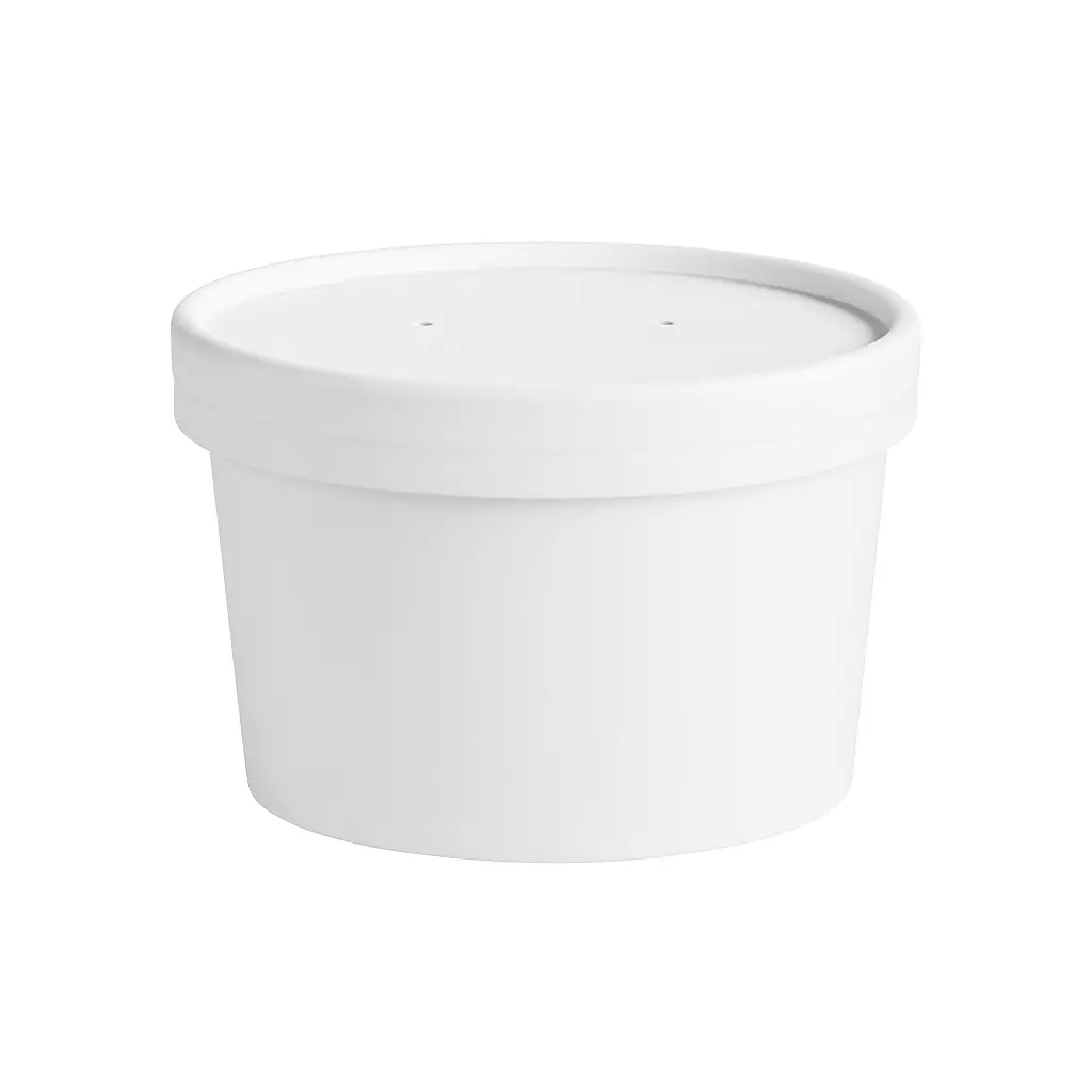 [392019] 12oz White Paper Soup Cup 96mm With Paper Lid 500/ctn