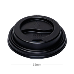 [015018] 62mm PS Plastic Black Lid No Cap 1000/ctn