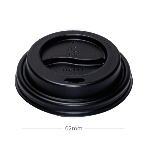 [015018] 62mm PS Plastic Black Lid No Cap 1000/ctn