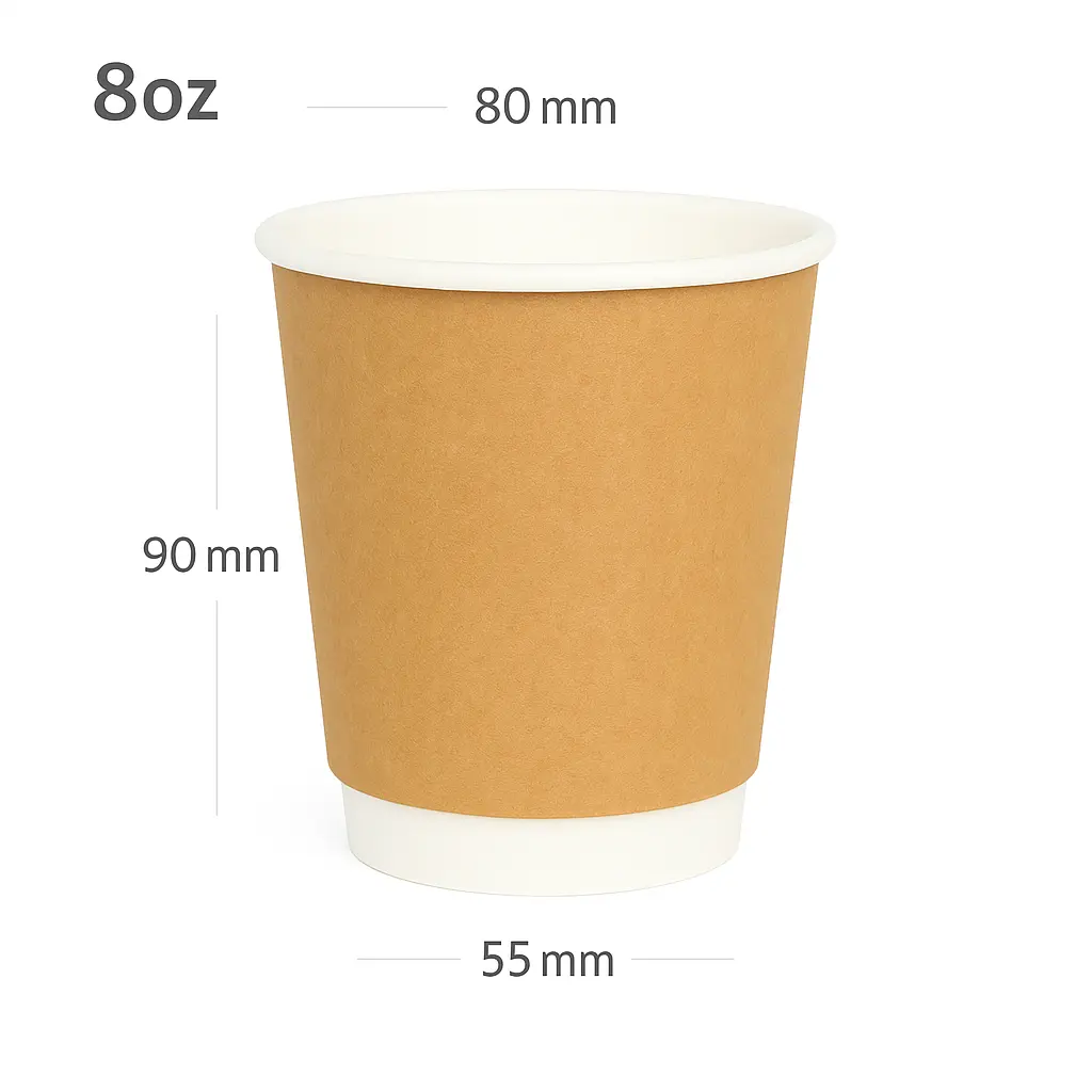 8oz Double Wall White Kraft Paper Cup 500/ctn