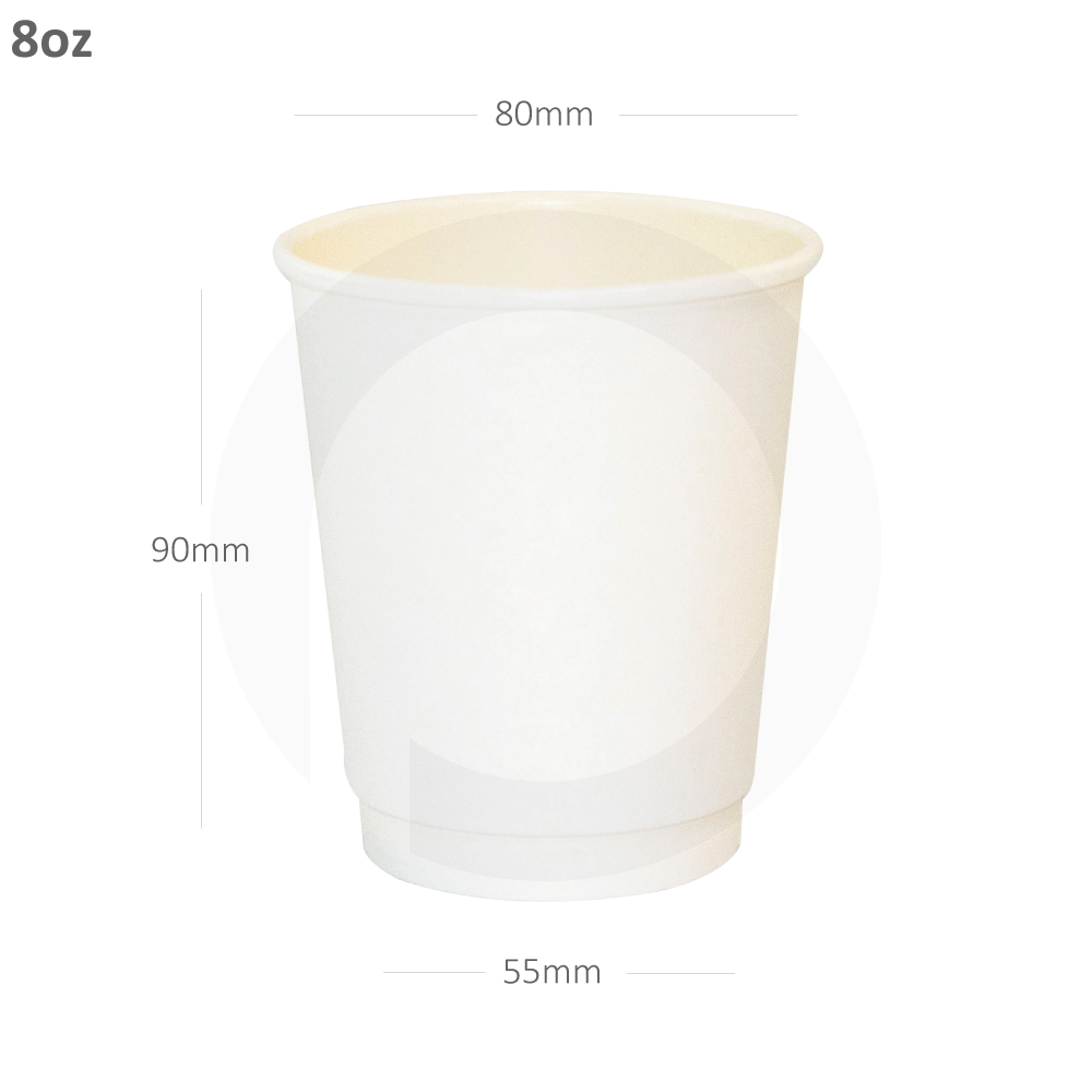 8oz Double Wall White Paper Cup 500/ctn