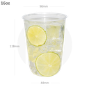 16oz/500ml PET Plastic U Shape Cup 1000/ctn