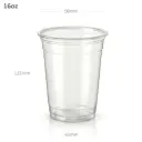 16oz-98 Clear PET Plastic Cup 1000/ctn