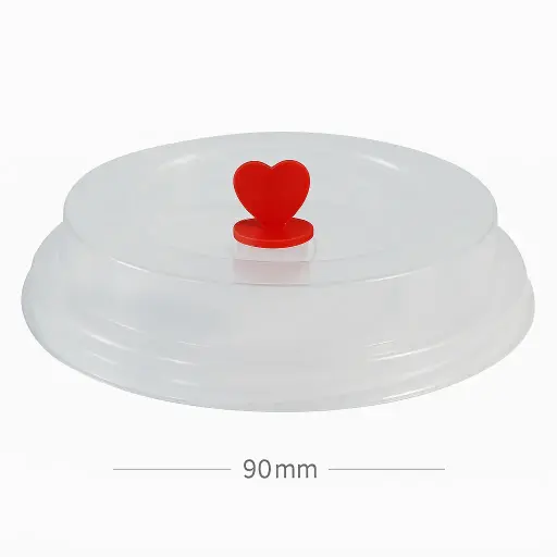 [012032] 90mm PP Plastic Clear Lid With Red Heart 1000/ctn