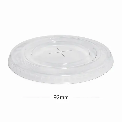 [029009] 92mm PET Plastic X Hole Flat Lid 1000/ctn