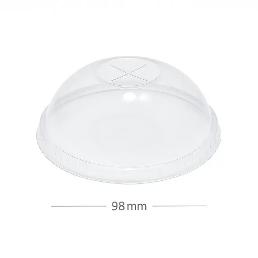 [012046] 98mm Clear PET Plastic X Hole Dome Lid 1000/ctn