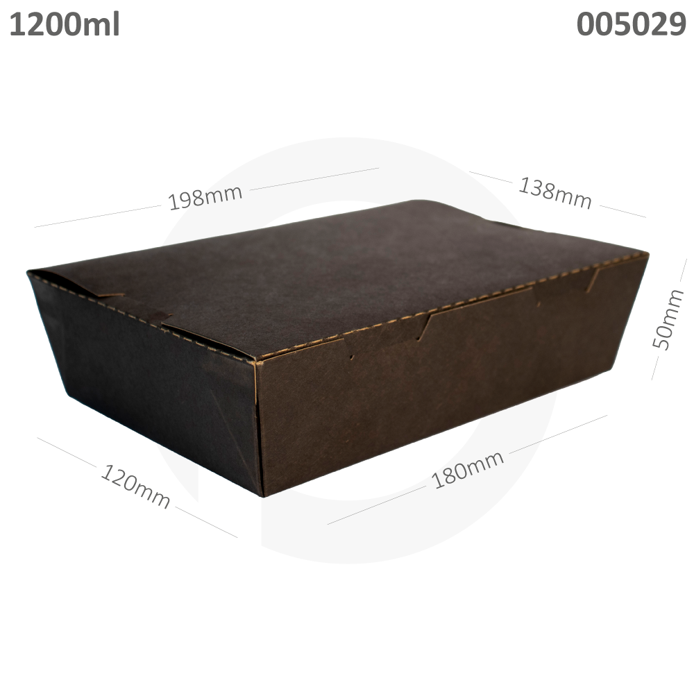 علبه طعام 1200 مل اسود ورق كرافت 200 حبة