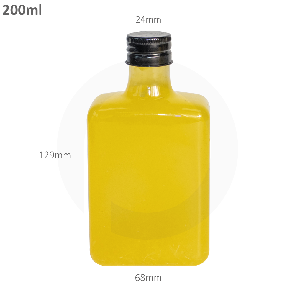 قارورة قهوة باردة 200 مل بلاستيك شفاف بغطاء الومنيوم اسود 200 حبة