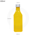 قارورة عصير 200 مل بلاستيك شفاف بغطاء الومنيوم فضي 300 حبة