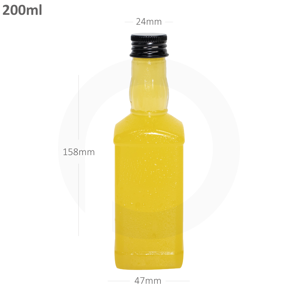 200ml PET Plastic Bottle with Black Alu Cap 200/ctn