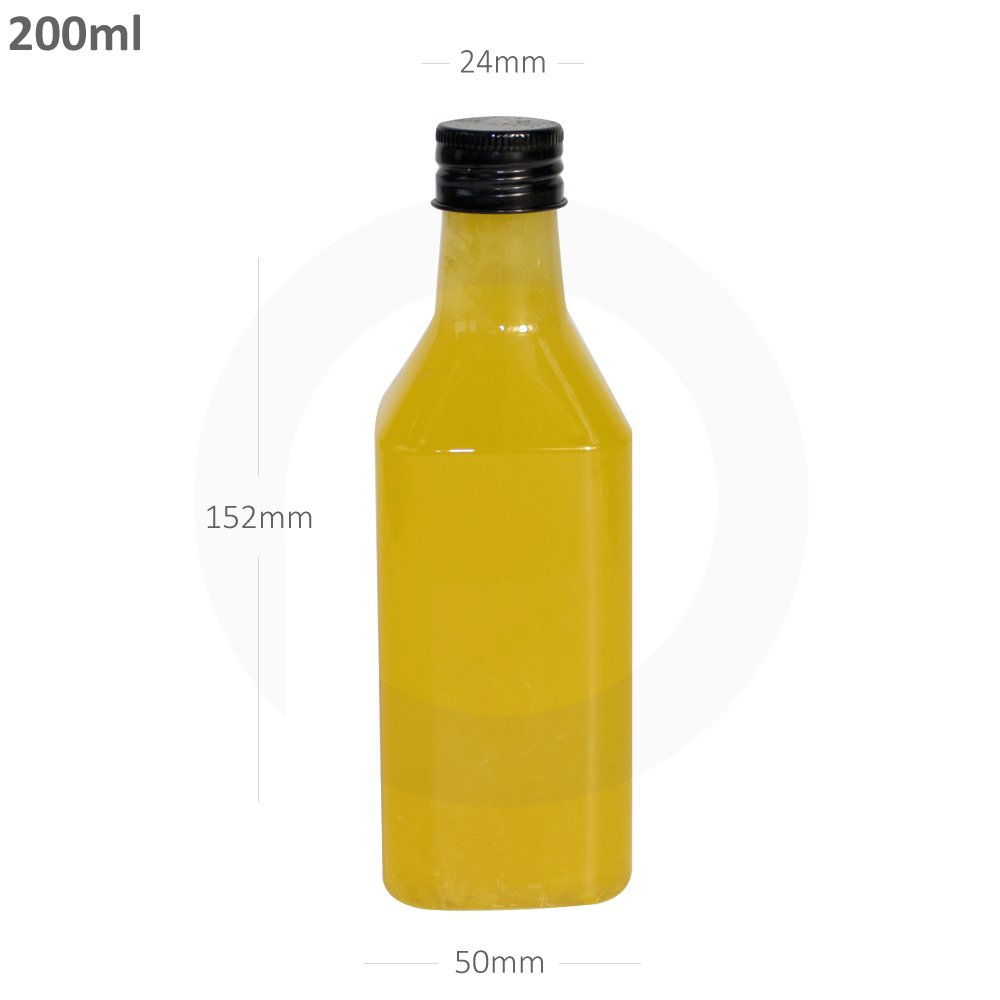 200ml PET Plastic Bottle with Black Alu Cap 200/ctn