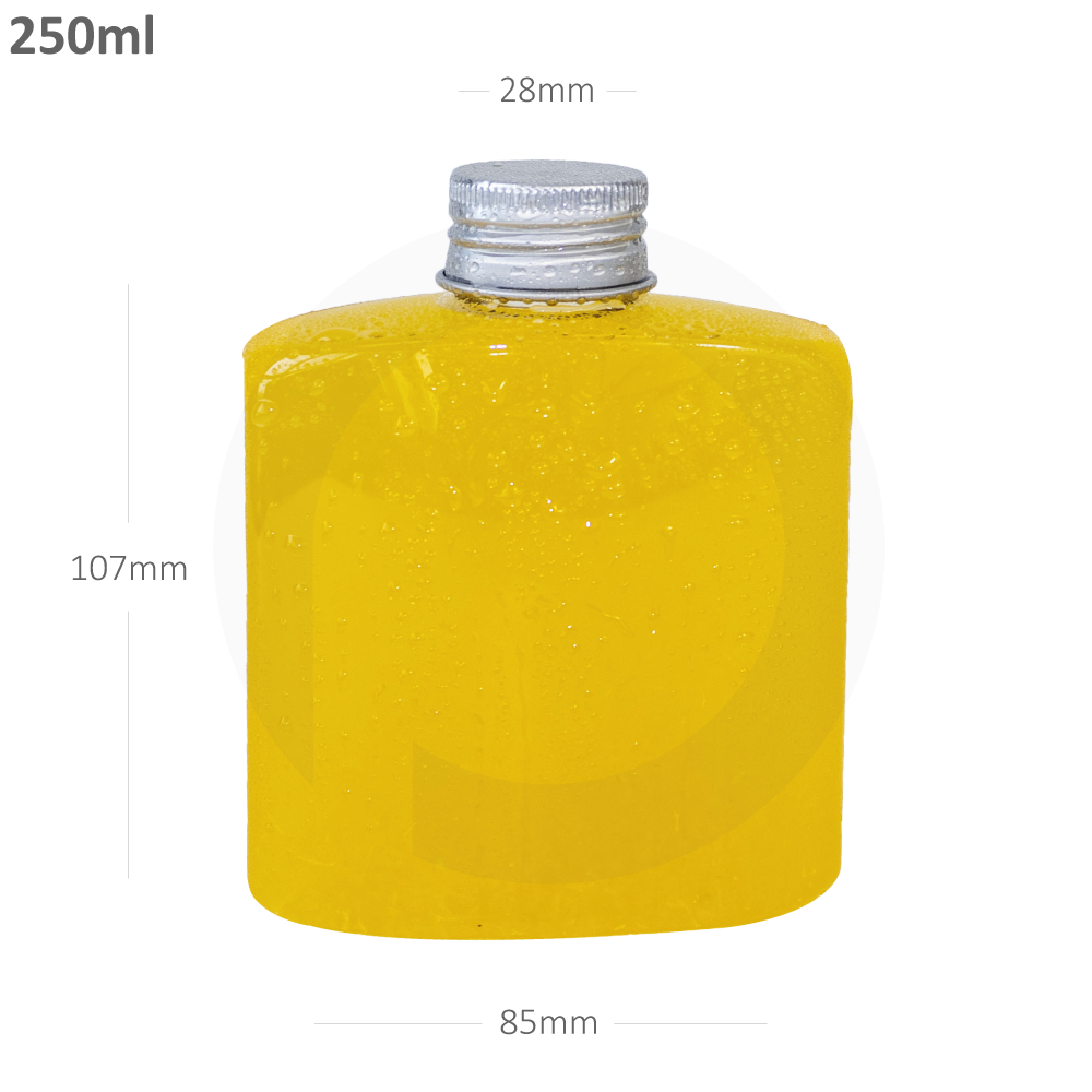 قارورة قهوة باردة 250 مل بلاستيك شفاف بغطاء الومنيوم فضي 200 حبة