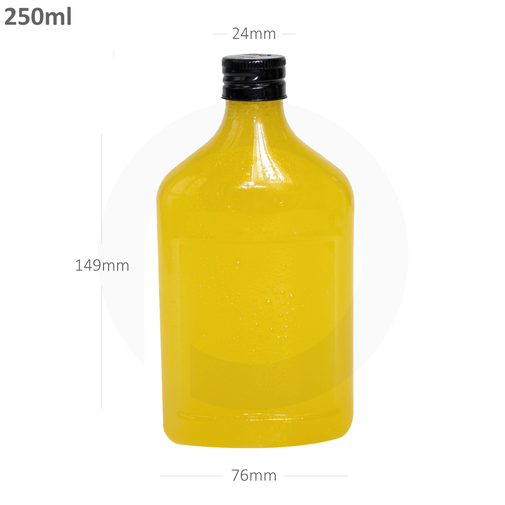 قارورة قهوة باردة 250 مل بلاستيك شفاف بغطاء الومنيوم اسود 200 حبة