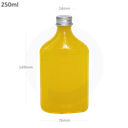 قارورة عصير 250 مل بلاستيك شفاف بغطاء الومنيوم 200 حبة