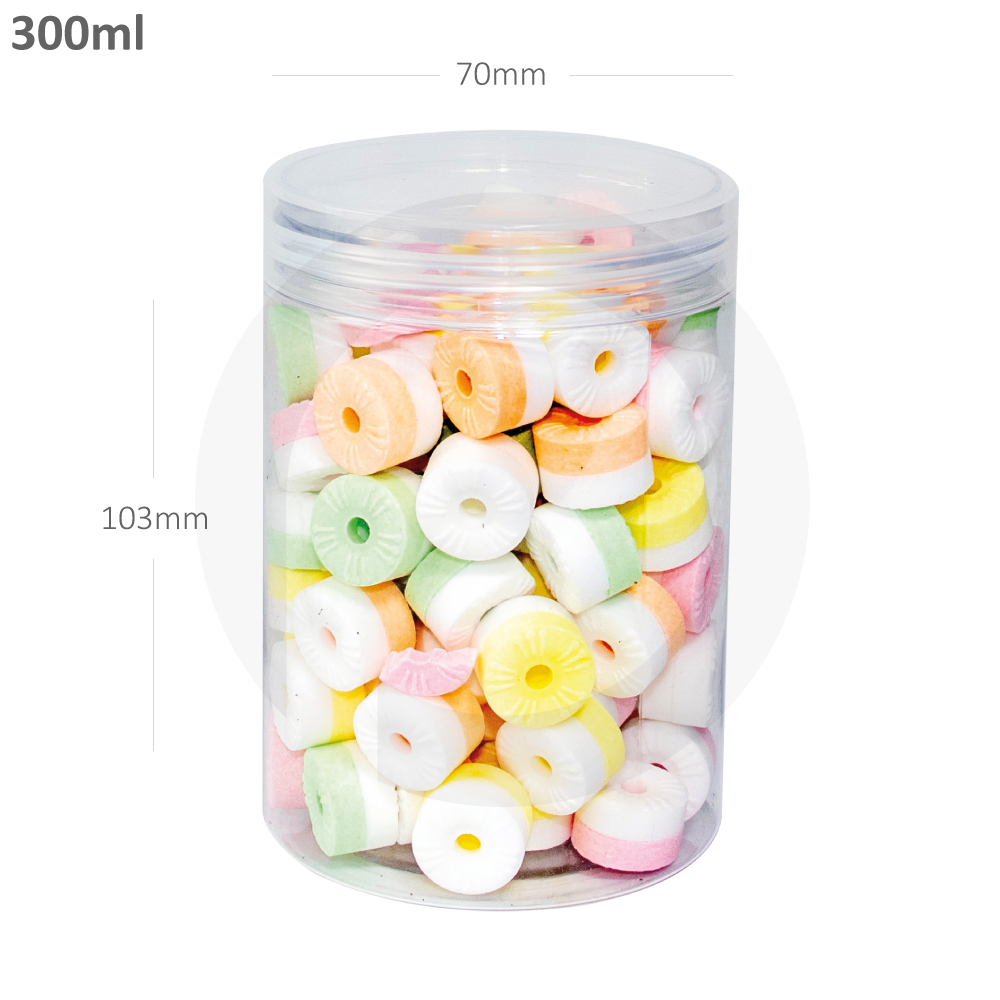 300ml/70mm PET Plastic Jar Clear PP Cap 150/ctn