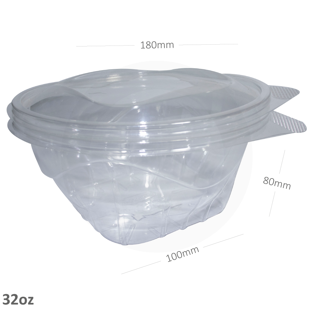 32oz Pet plastic Salad bowl Clear With Lid 315/ctn