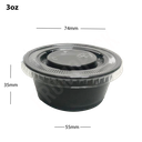 3oz PP Plastic Black Sauce Cup with PET Clear Lid 2000/ctn