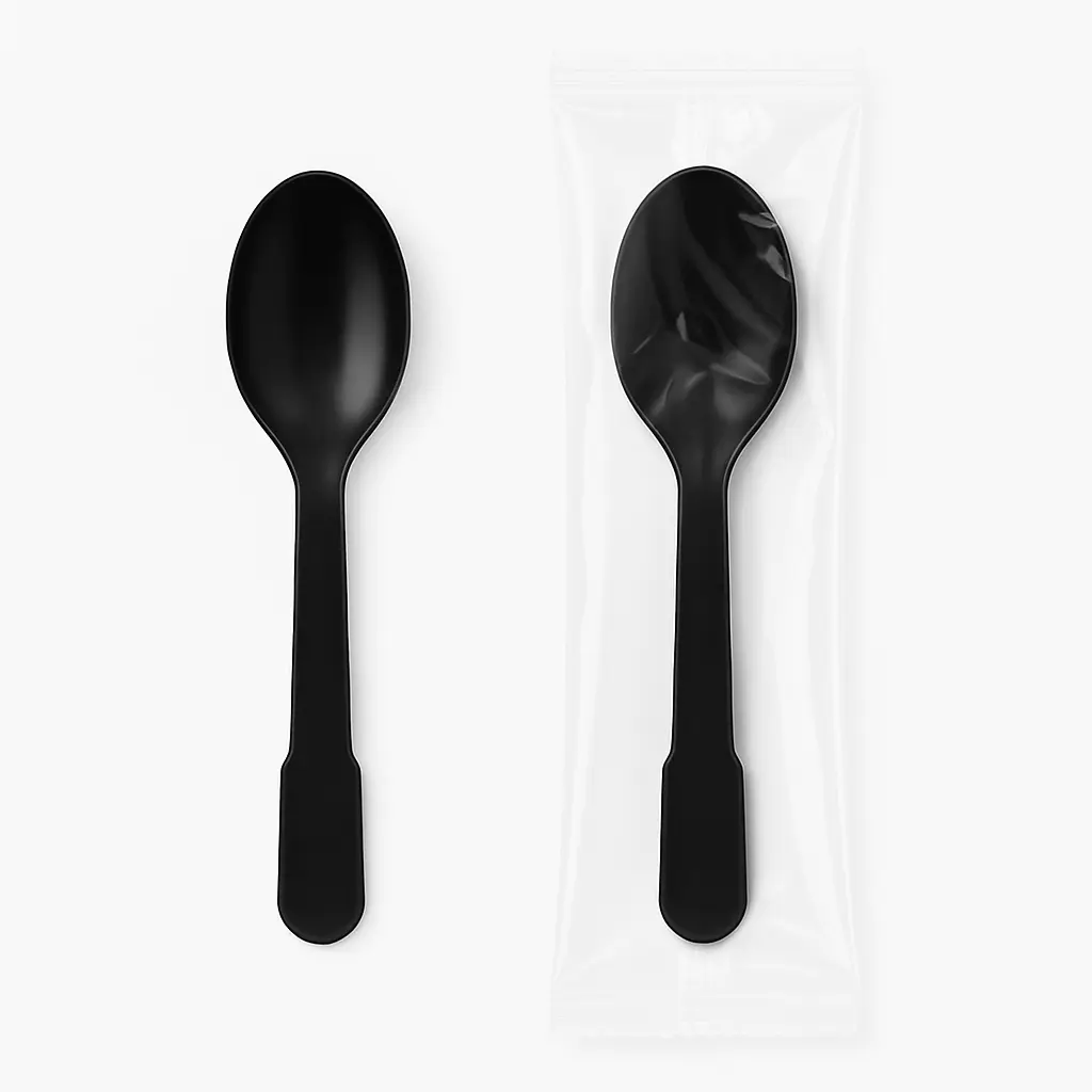 Ice Cream Black Plastic Spoon Film Wrap 1000/ctn