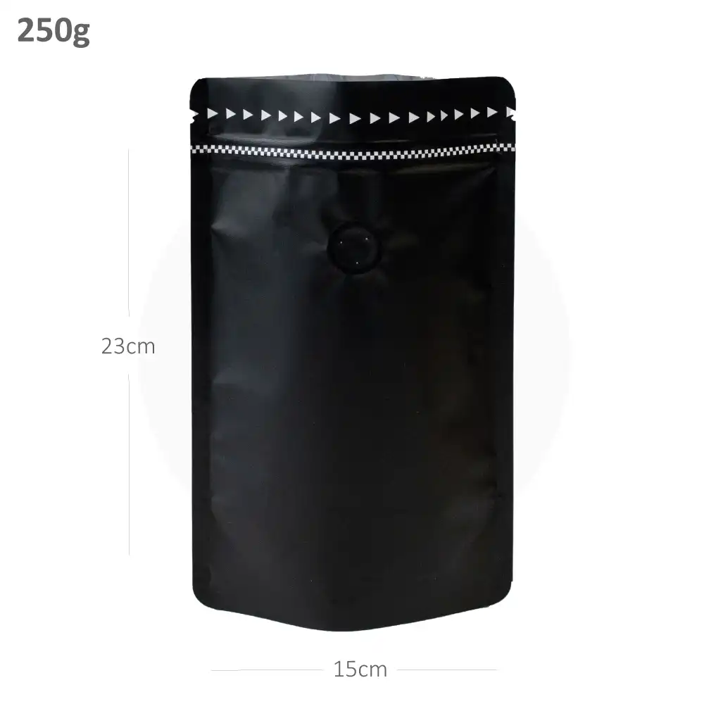 [021002] 500g Black Stand Up  Ziplock Valve Bag 300/ctn