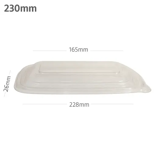 [018002] 223mm PET Plastic Rectangular Container Lid 300/ctn