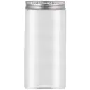 جار 500 مل بلاستيك شفاف بغطاء الومنيوم فضي 100 حبة