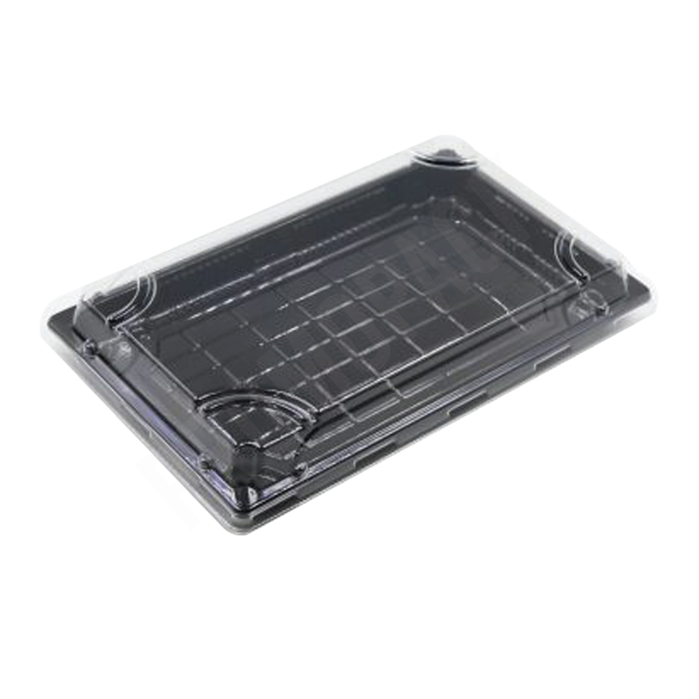 1109 Sushi Black Plastic Box with Clear Lid 260/ctn