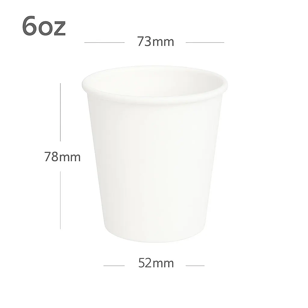 6oz Single Wall White Paper Cup 1000/ctn