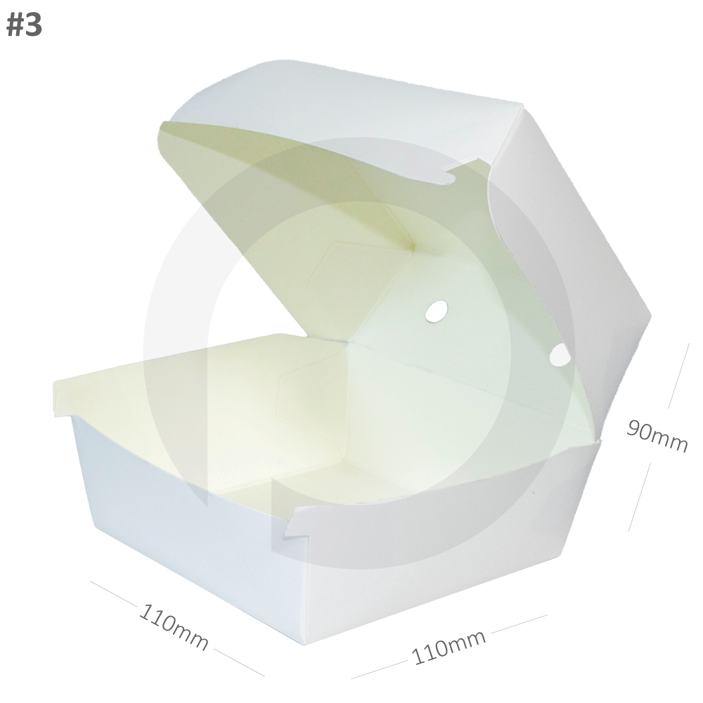 #3 Burger White Paper Box 200/ctn